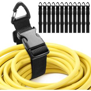 12 Pack 17 Inch Adjustable Extension Cord Holder Organizer with Triangle Clips for Garage Organization and Storage Heavy Duty Extension Cord Hanger for Men Workshop (Black)