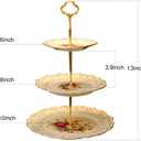 YOLIFE Flowering Shrubs 3 Tiered Cupcake Stand, Emboss Golden Leaves Edge Tea Party Pastry Tower, 6-8-10 inch