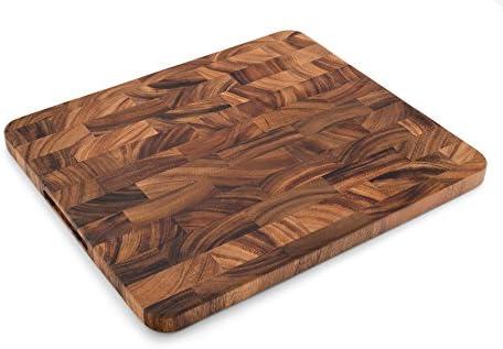 Ironwood Gourmet Oslo End Grain Utility Cutting Board, 14 x 16 Inches, Natural Acacia Wood