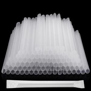 Mifoci 1000 Pcs Bulk Disposable Straws Individually Wrapped Plastic Clear Bubble Tea Straws for Drinking Shakes, Milk, Popping Pearls, Hot Cold Beverages Home Use Restaurant, 8 in Long