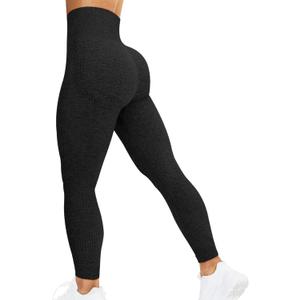 HIGORUN Women Seamless Leggings Smile Contour High Waist Workout Gym Yoga Pants (Black, M)