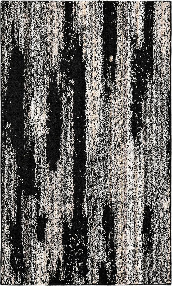 Garland Rug Jasper 3 ft. x 5 ft. Area Rug, Non Slip, Abstract Rug, Foldable, Stain Resistant Rugs for Living Room, Bedroom, Modern, Black/Earth Tone