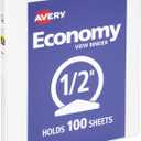 Avery Economy View 3 Ring Binder 1/2 Inch Round Rings, 1 White Binder (05706)