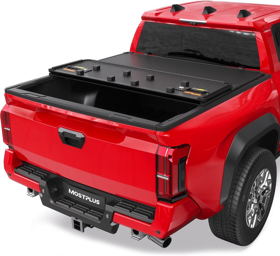 MOSTPLUS Tri-Fold Hard Truck Bed Tonneau Cover On Top Compatible for 2005-2015 Toyota Tacoma Bed 3 Fold Aluminum 5FT Bed Cover