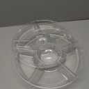 Plasticpro 6 Sectional Round Plastic Serving Tray/Platters Clear Pack of 2