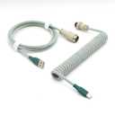 Pro Coiled Keyboard Cable, Double-Sleeved Mechanical Keyboard Cable with 5Pin GX16 Aviator, 1.2m USB A to USB Type C (Light Green)
