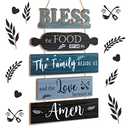 Geetery Bless The Food Before Us Wall Decor Farmhouse Kitchen Decor Rustic Dining Room Wall Art Vintage Country Wooden Hanging Sign(Farmhouse Blue)