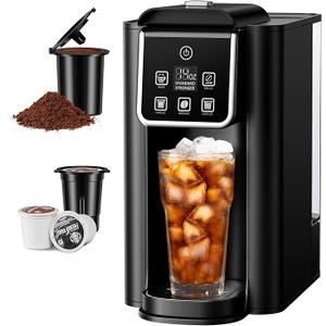 SHARDOR Single Serve Coffee Maker 2.0, Hot and Iced Coffee Machine for K Cup Pods & Ground Coffee, 6 to 14 oz Brew Sizes, 50 oz Removable Water Tank, Bold Brew Setting, Stainless Steel, Black
