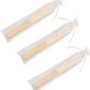 50pcs Paper Hand Fan with Organza Bags Bamboo Handheld Folding Fans DIY Decorative Wedding Party Favors (Cream)