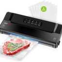 Bonsenkitchen Vacuum Sealer Machine | Compact Food Sealer for Kitchen Storage & Meal Prep | Multiple Modes | External Vacuum System | 5 Bags, Black