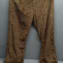 ZAFUL Women's Fuzzy Plush Pajama Pants Drawstring Elastic Waist Wide Leg Teddy Pj Bottoms Lounge Pants Brown Size S