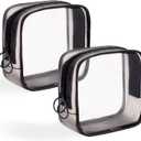 LYroo Black Small Makeup Bag Clear Mini Makeup Zipper Pouch Makeup Bag Small Cosmetic Bag for Purse Essentials Items Women Coin Purse Aesthetic Stuff(2 Pack)