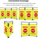 3 Panels Safety Barricade 5.8FT Foldable Security Sign Barrier Gate with Heavy Duty PVC Frame High Visibility Caution Symbol Crowd Control Restricted Area Pedestrian Barricade (Yellow-1)
