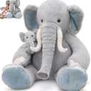 MorisMos Giant Elephant Stuffed Animals,39" Big Mama and Baby Stuffed Elephant Plush Toys for Kid Girl Boy Adult,3ft Large Woodland Stuffed Animals Gift for Birthday Baby Shower Decor Christmas