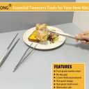 JETKONG 14 Inch Kitchen Tweezers Tongs Extra-Long Cooking Tweezers Stainless Steel Long Food Tweezer