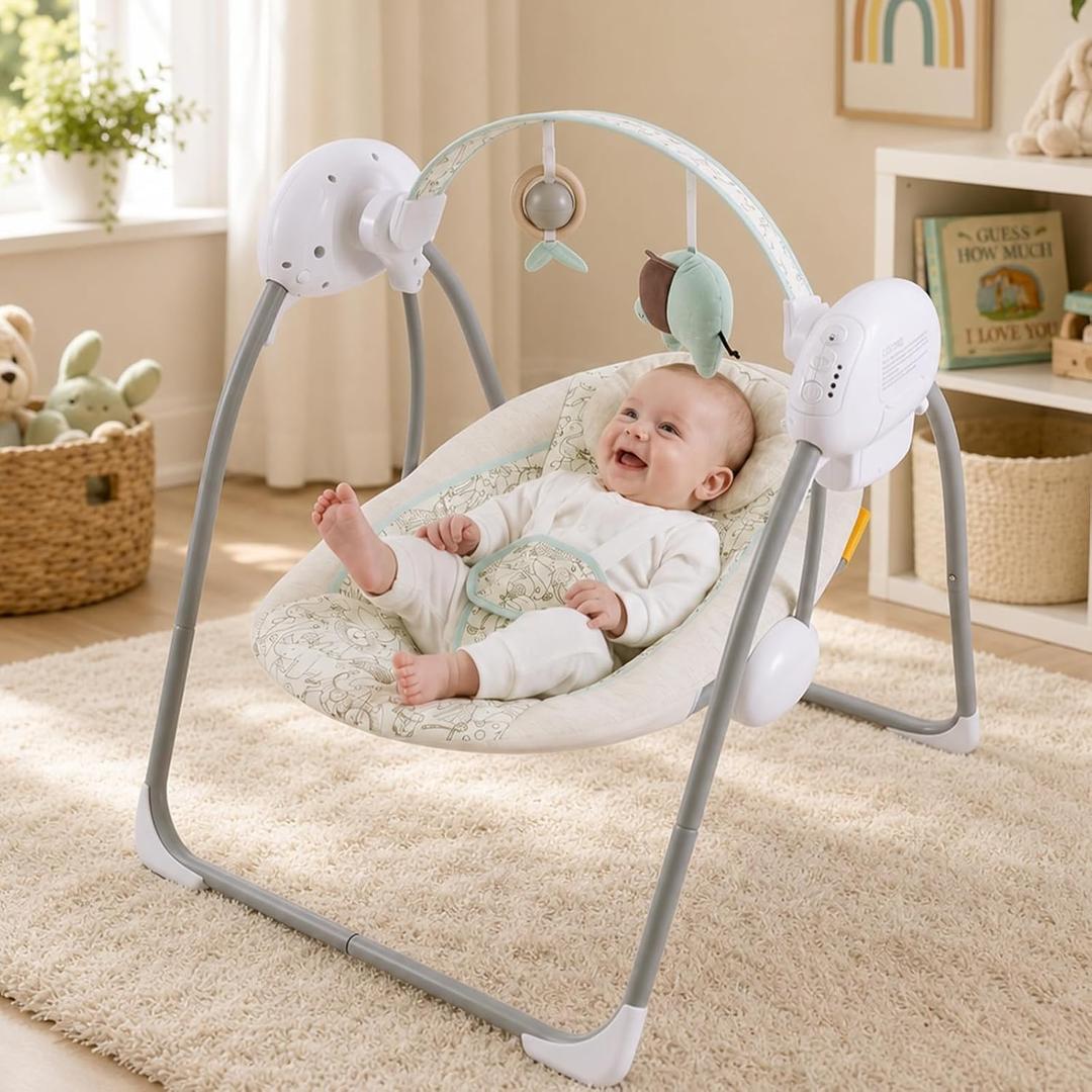 Portable Baby Swing for Infants,Compact & Foldable Infant Swing,0-9M, 20 lb