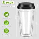 Qipecedm 2 Pack Double Walled Insulated Coffee Mugs with Silicone Lids, 12 OZ Reusable Coffee Cups, Cappuccino, Tea, Latte, Iced Coffee Cups, Travel Mugs, Heat Resistant