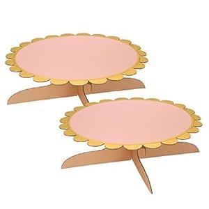 12 inch Cardboard One Tier Cake Stand for Birthday Party Decorate（2, Pink）