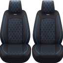 Aierxuan Front Car Seat Covers Custom Fit 2009-2026 Ford F150, 2017-2026 F250 F350 F450 Super Duty Crew Cab Regular Cab Super Cab, Automotive Vehicle Cushion with Waterproof Leather (Black and Blue)