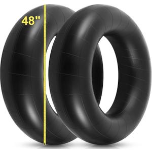 BBTO 2 Pcs Heavy Duty Snow Inner Tube for Sledding Recreational Rubber Inflatable Tire Tube Commercial Grade for Winter Ski Floating Pool Closing Water Rafting Adults, Black (48 Inch)