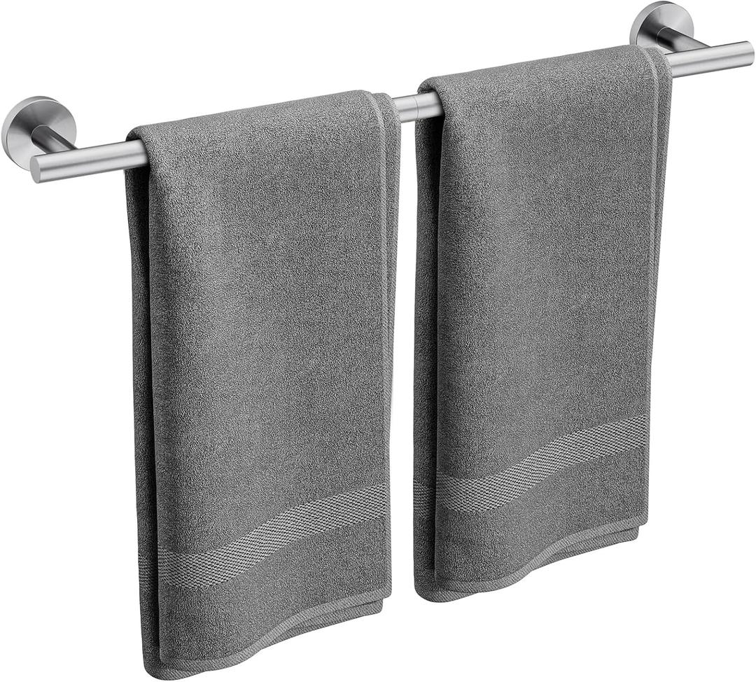 Brushed Nickel Towel Bar, 24 Inch Bathroom Towel Rack, Towel Holder Wall Mounted, Thicken SUS304 Stainless Steel Towel Rod Modern Home Decor (Total Length 26 Inch)