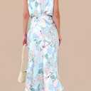 PRETTYGARDEN Women's 2026 Summer Satin Dress Elegant Sleeveless Mock Neck Cocktail Party Maxi Dresses (Blue, M)