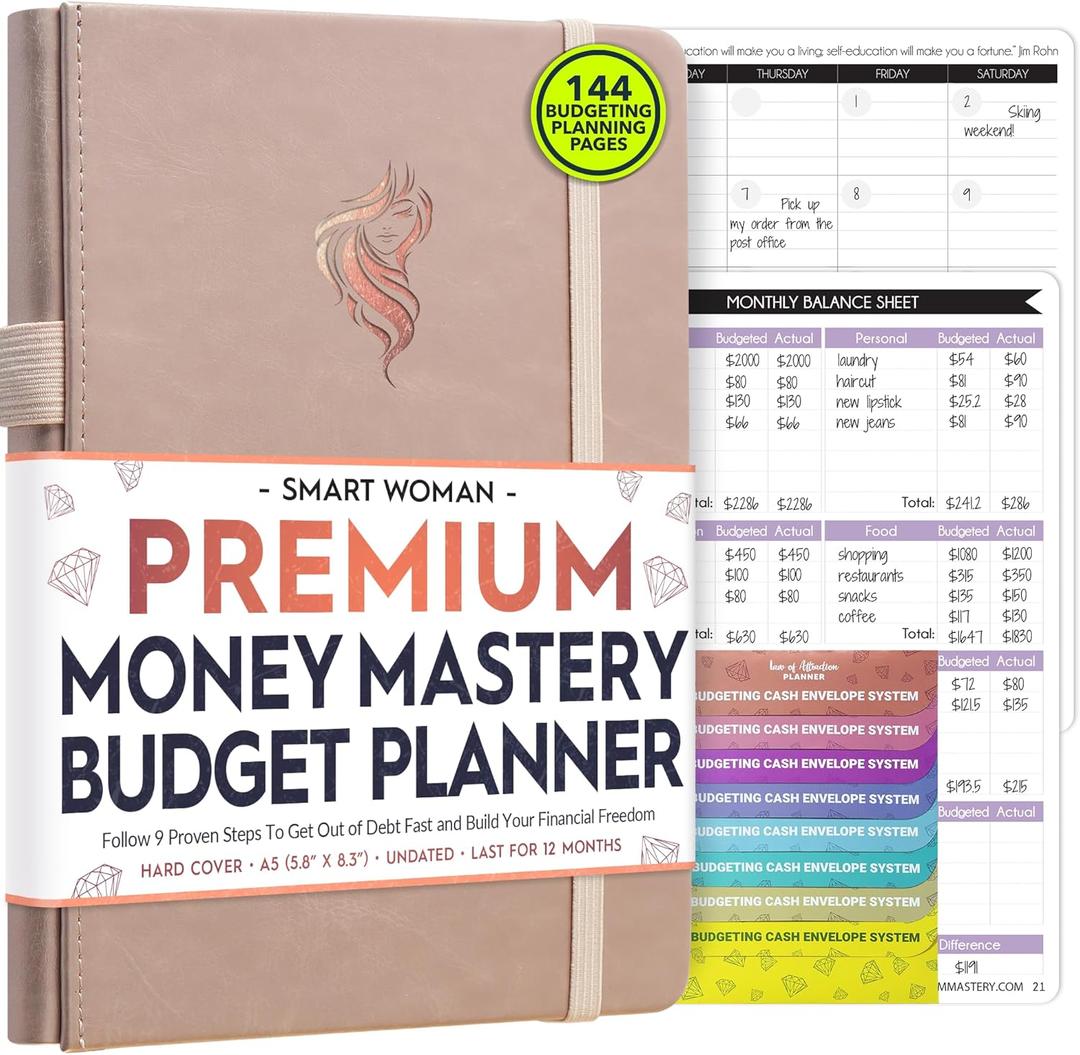 3 x Financial Planner - Monthly Budget Planner with Cash Envelopes & Monthly Bill Organizer | A 12-Month Journey to Financial Freedom | Bill Payment Tracker Organizer, Debt, Expense Tracker & Money Saving