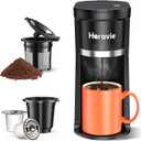 Small Single Serve Coffee Maker, Fast Brew One Cup Coffee Machine for K Cup and Grounds, 6 to 12 oz. Brew Sizes, Capsule Coffee Machine with Descaling Reminder and Viewing Tank, Black (9.45 Inches)