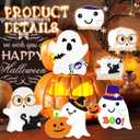 Cute Wooden Halloween Ghost Decor Set of 4 - Spooky Cute Halloween Decorations for Indoor Tiered Tray, Tabletop, Shelf & Mantel