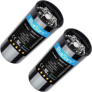 Upgraded Version 2 Packs 216-259 uF/MFD 220-250V Round Start Capacitor Replacement Part by Blue Stars - Exact Fit for AC Motor Run or Fan Start and Cool or Heat Pump Air Conditioner