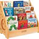 Montessori Baby Bookshelf, Natural Pinewood Front Facing Nursery Bookshelf, Small Kids Bookcase Book Organizer for Toddlers, 16.5 Inch Wide