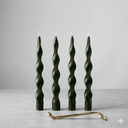 10 Inch Olive Spiral Taper Candles Dripless Twisted Taper Candle Handmade from Vegan Soy Wax for Holiday Wedding Party Home Dinner Decoration Party and Any Occasion, Set of 4