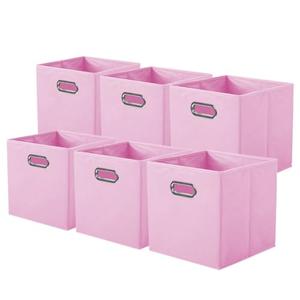 ShellKingdom Storage Bins, Foldable Fabric Storage Cubes And Cloth Storage Organizer Drawer with Metal Handle For Closet And Toys Storage, 11 X 10.5 X 10.5 INCH, 6 Pack (Pink)
