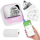 iDPRT Portable Mini Thermal Sticker Printer, Bluetooth Inkless Printers with 1 Roll Sticker Paper, Sticker Machine for Notes, Journal, DIY, Label Printing, Compatible with iOS & Android Phones, Pink
