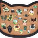 BENECREAT Cat Pin Board Cork Board, 7.8x6.7inch Bulletin Display Board Wall Mounted Cork Board with Black Frame for Brooch Pin Storage Display, Office Home and School Decor