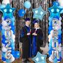 2 Sets Graduation Balloon Column Stand Kit with Balloons Prom Send off 2026 Grad Prom Themed Decor Sky Blue White Blue Balloon Tower Stand for Floor Grad School & College Celebration Party Supplies, 11 inches