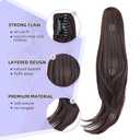 ponytail extension,24" claw clip hair extensions ponytail Long straight Hair Extension Natural Looking Synthetic Hairpiece for Women Dark Brown