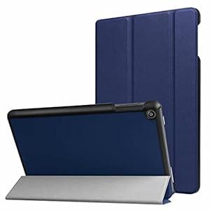 Tablet Cover for Amazon Kindle Fire HD8 6th 7th 8th Generation(2016/ 2017/ 2018 Release), Ultra Slim Folio Stand Leather Case for Kindle Fire HD 8 6/ 7/ 8th Gen 8" (KST-Dark Blue)
