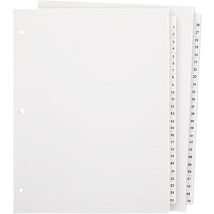 Yeaqee Numbered Tabs for 3 Ring Binders, Letter Size Numbered Dividers 3 Hole Punched White Binder Index for File Notebook 8.5 x 11 Inch(51)