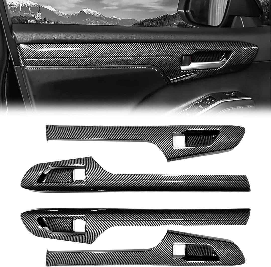 GearUp Inner Door Handle Cover Compatible with Toyota Highlander XSE, XLE, LE, L 2024 2023 2022 2021 2020 Carbon Fiber Pattern Car Door Handle Bowl