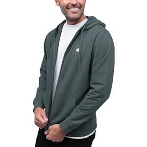 INTO THE AM Zip Up Hoodies for Men - Casual Lightweight Fleece Slim Fit Plain Zipper Sweatshirt (Indigo, X-Large)