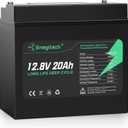 12V 20Ah LiFePO4 Lithium Battery, 2000+ Deep Cycles Rechargeable Battery, Perfect for Solar Power, Outdoor camping, Fish Finders, Lighting, Ham Radio, Small UPS and More, Built-in 20A BMS