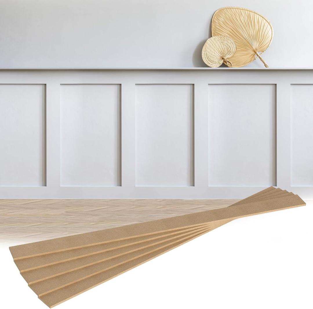 Weysat MDF Board and Batten Wall Panel Kit 94.5in x 47.2 in Premade Wainscoting Panels Kit Decorative Wall Molding Trim Slats Paintable Accent Kit for DIY Home Kitchen Bedroom Living Room Decor