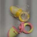 NatureBond Baby Food Feeder/Fruit Feeder Pacifier Nibbler (2 Pack) - Infant Teething Toy Teether Weaning in Appetizing Colors | + Additional Silicone Sacs (Peach Pink and Lemonade Yellow)