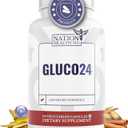 Gluco24 Blood Sugar Support Supplement - Advanced Glucose Complex Supplements with Berberine, Ceylon Cinnamon & Bitter Melon, Vegan, Non GMO - 60 Capsules