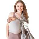 Ring Sling Baby Carrier - USA Lab Tested, 100% Natural Cotton Muslin, Breathable & Ergonomic Ring Sling Grey