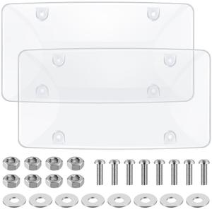 Datanly 6 Pack Clear License Plate Covers Unbreakable Novelty Licenses Plate Protector 12.2"x6.3" Novelty Clear Bubble Protector License Plates Frame for Car Tag, Front and Back with Fastening Screws
