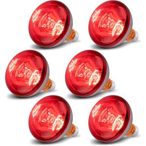 6 Pack 250W Heat Lamp Bulbs for Chicks, R40 Brooder Heat Lamp for Chickens, Infrared Reflector Heating Bulbs, Incandescent Heat for Pet, Bathroom, Food