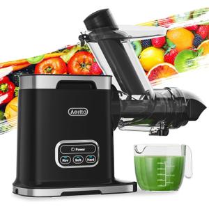 Aeitto Masticating Juicer with 3.6" Wide Chute, 2-Speed Modes & Reverse Function, Juicer Machines with Brush Easy to Clean for Fruit and Vegetable, Black