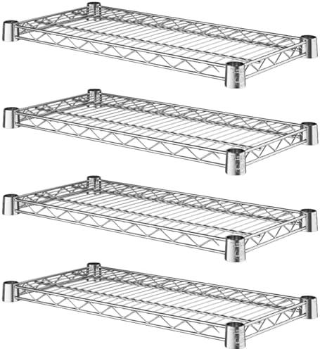 4 Pack! 14" W x 30" L Chrome Wire Shelf. Heavy-Duty Adjustable Storage Rack, Commercial-Grade Shelving Unit for Kitchen, Garage, or Warehouse, Open Wire Design for Airflow, Durable and Versatile